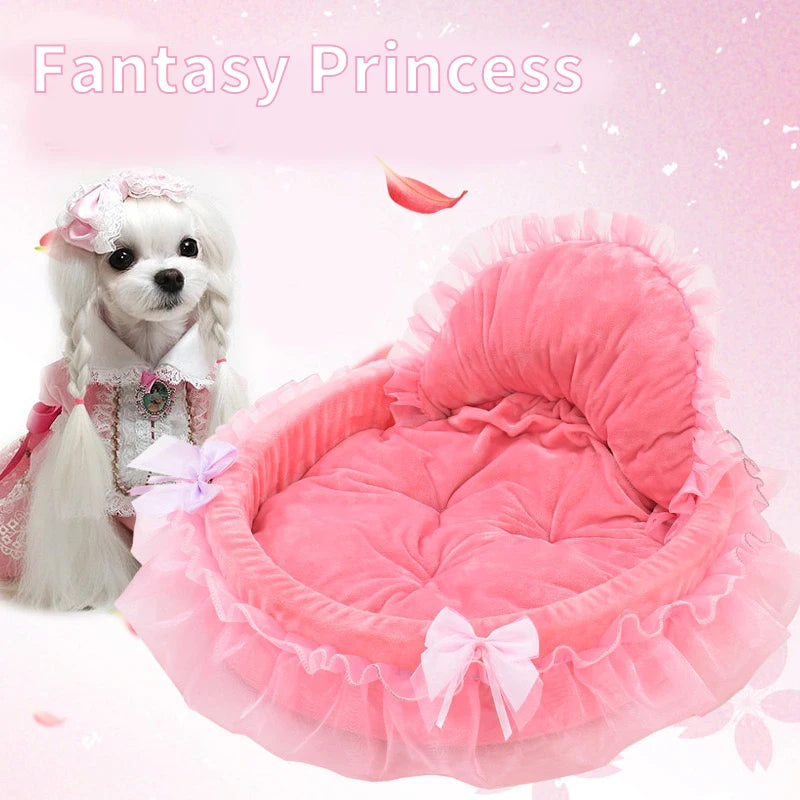 bow lace pet bed