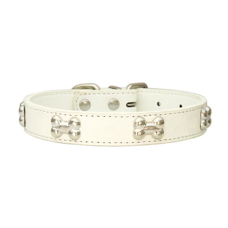bone leather durable pet dog collars