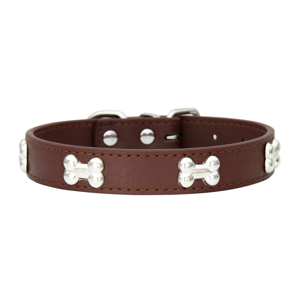 bone leather durable pet dog collars