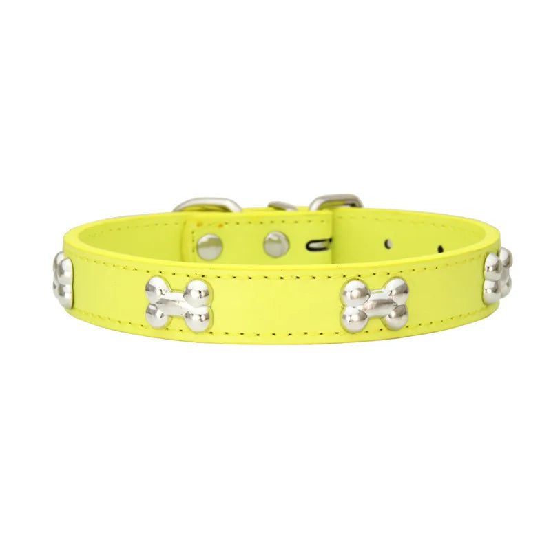 bone leather durable pet dog collars