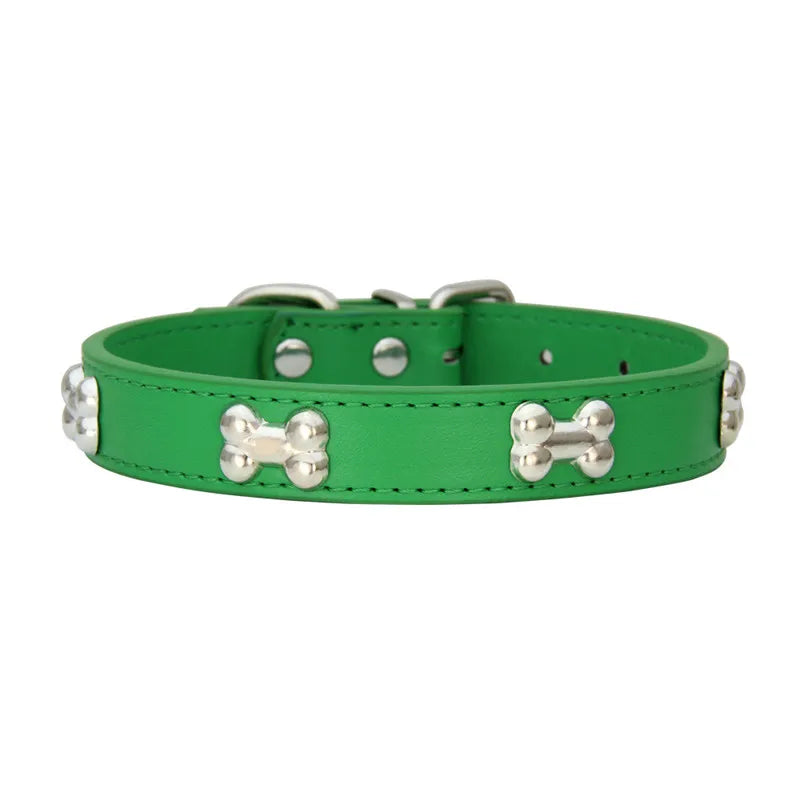 bone leather durable pet dog collars