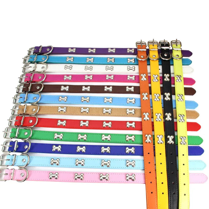 bone leather durable pet dog collars