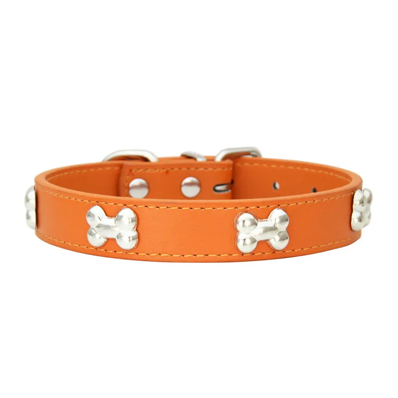 bone leather durable pet dog collars