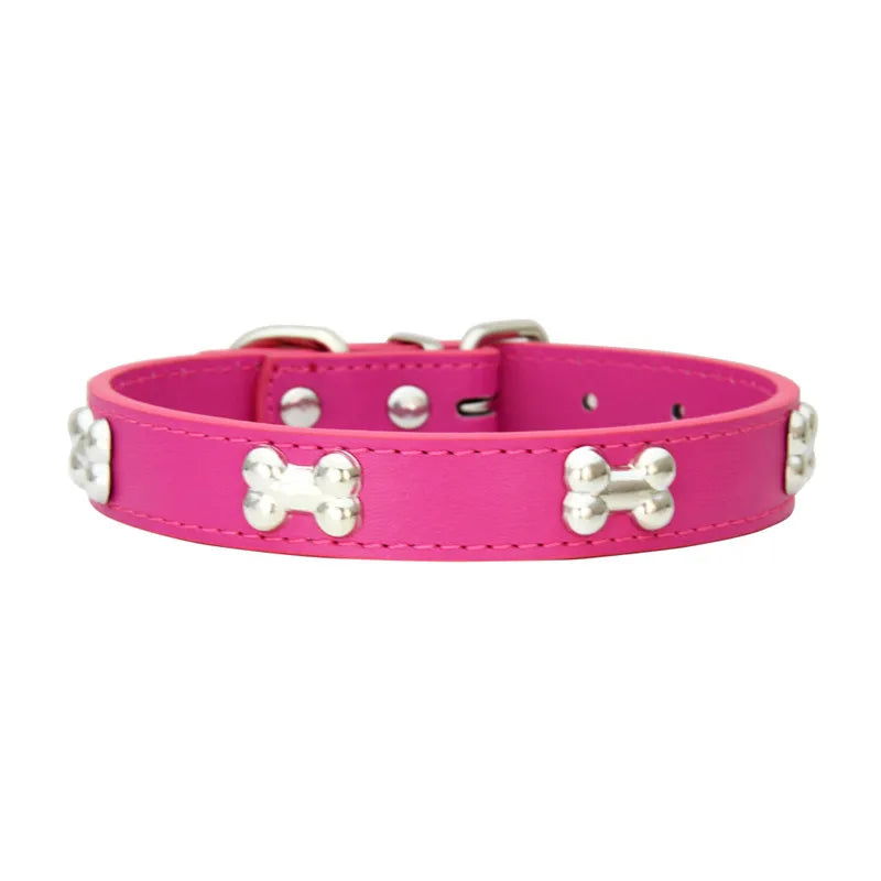 bone leather durable pet dog collars