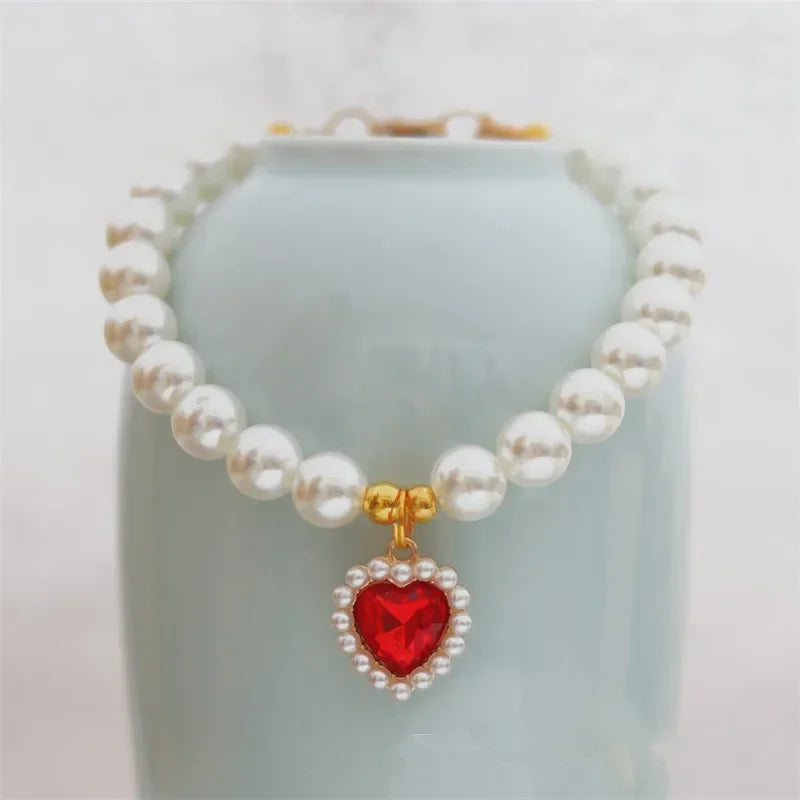 adjustable pet pearl necklace for cats