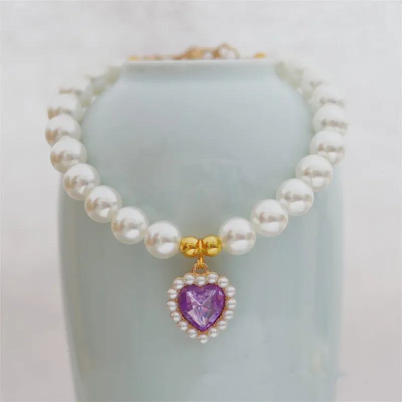 adjustable pet pearl necklace for cats