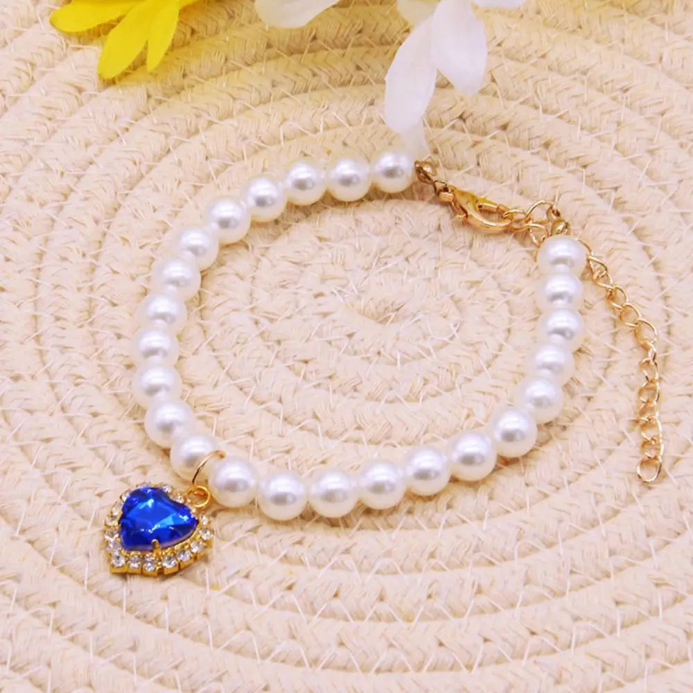 adjustable pearl jewellery collar for cats