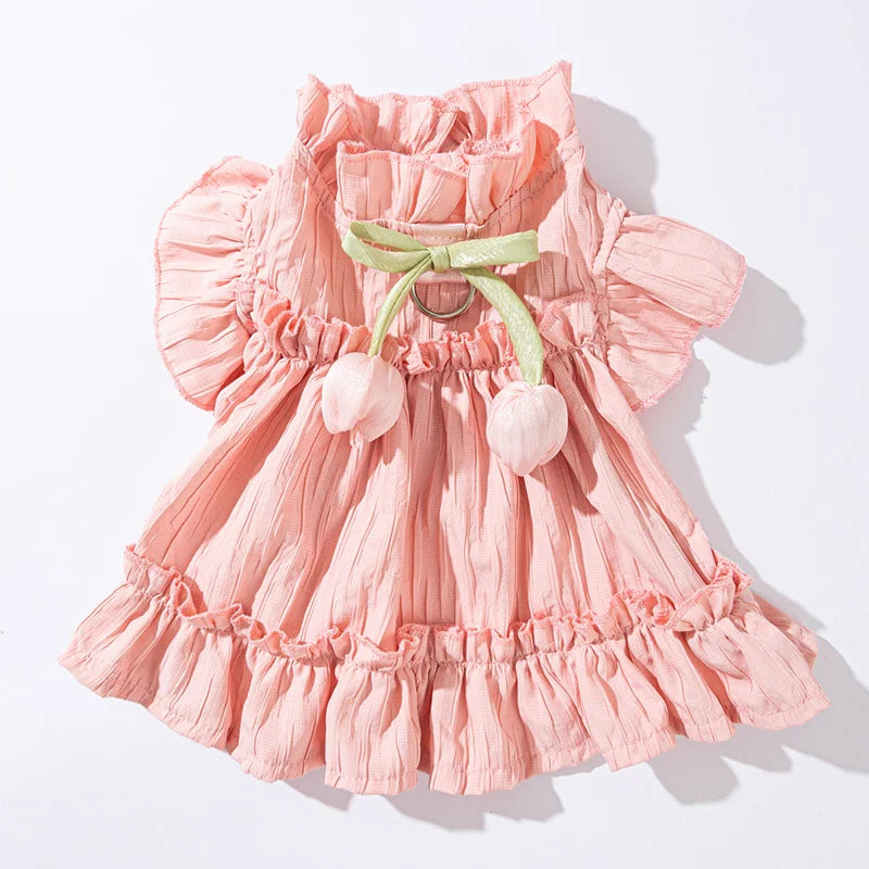 dog cat tulip pleated dress