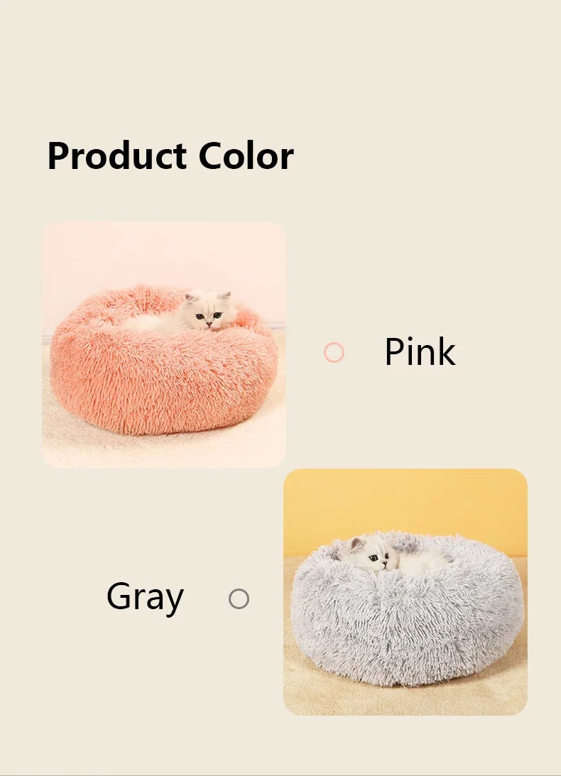 round shaped plush pet bed