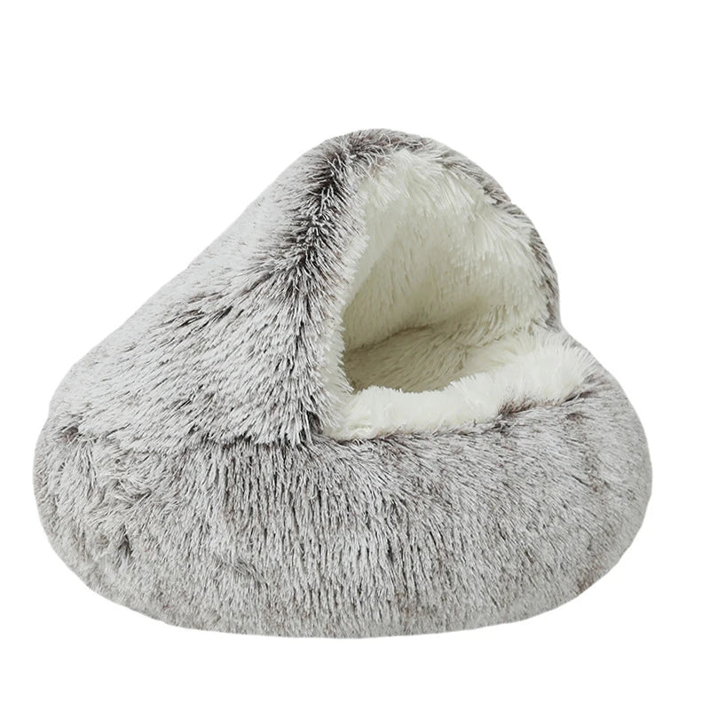 2 in 1 soft plush pet bed with cover