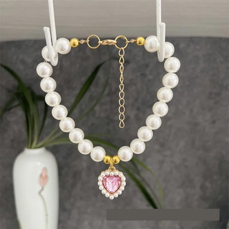 adjustable pet pearl necklace for cats
