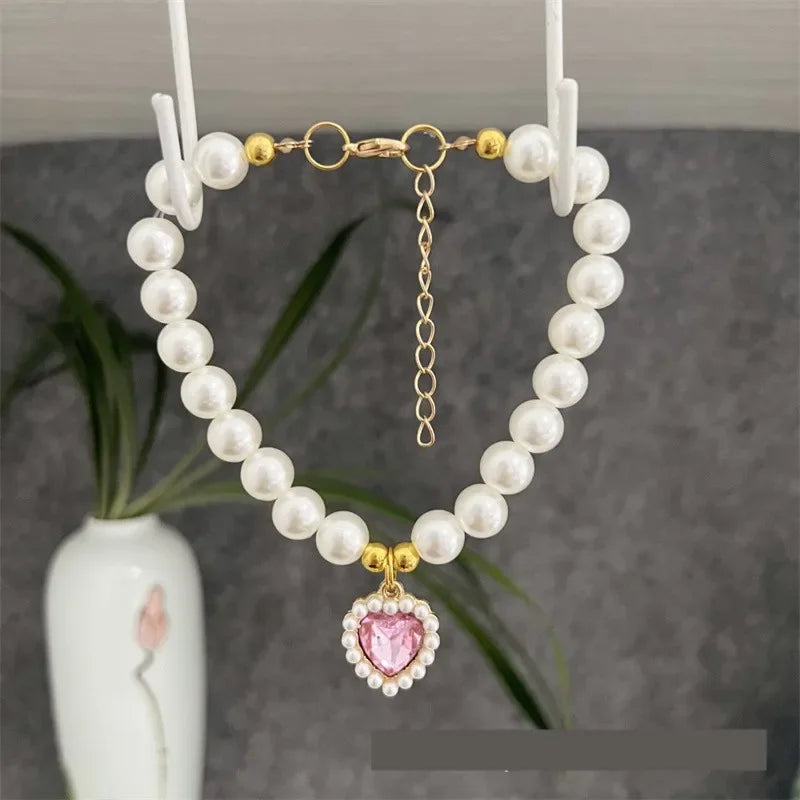 adjustable pet pearl necklace for cats