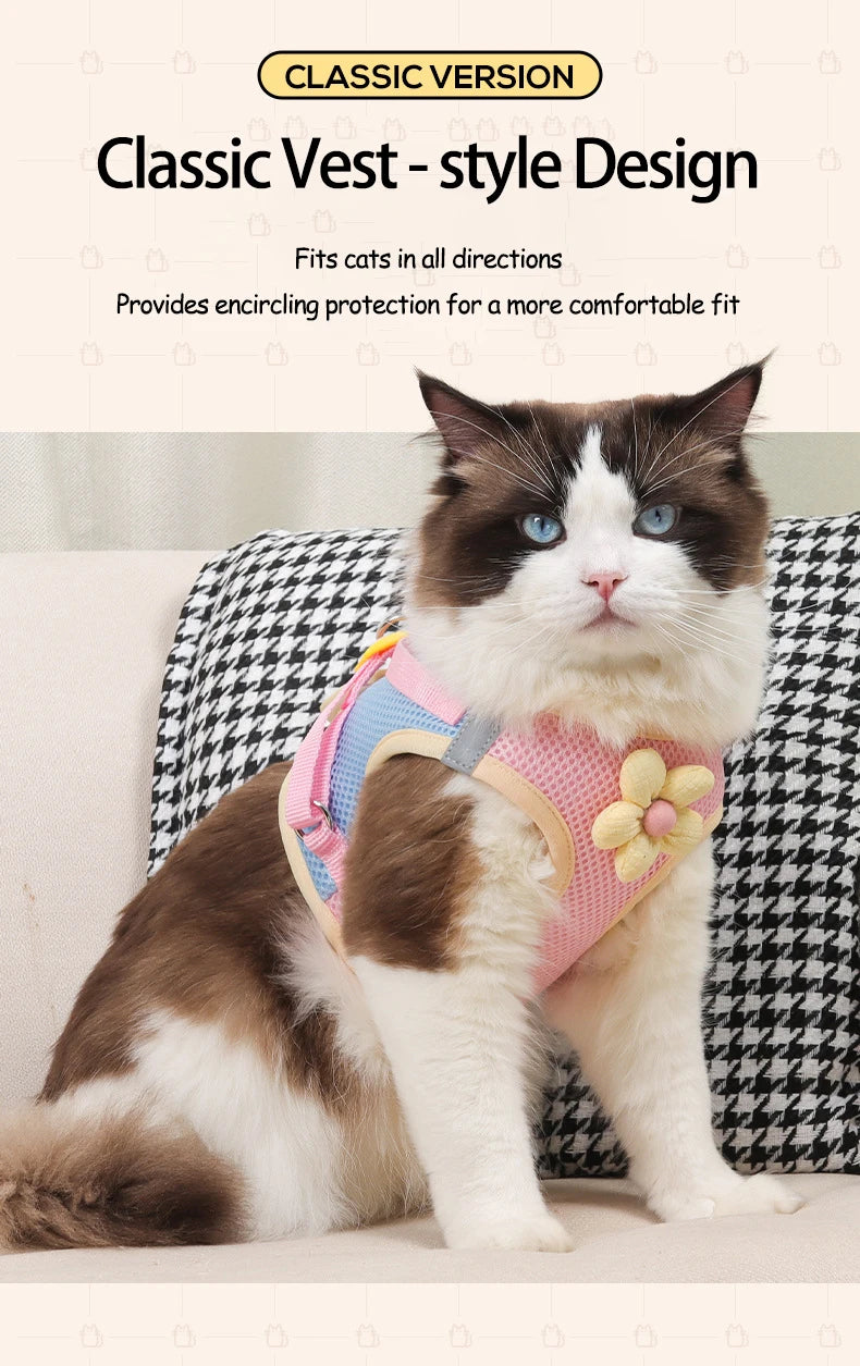 vest-style cat harness leash set