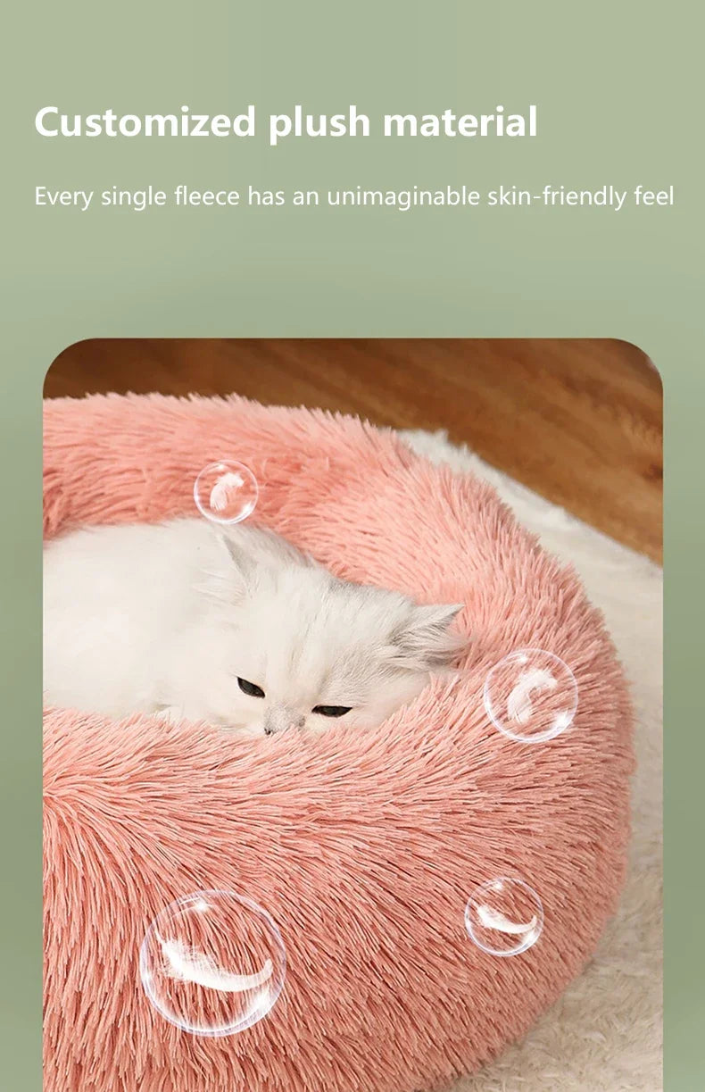 round shaped plush pet bed