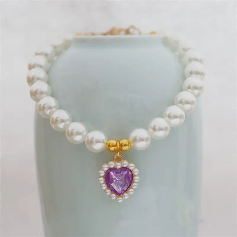 adjustable pet pearl necklace for cats