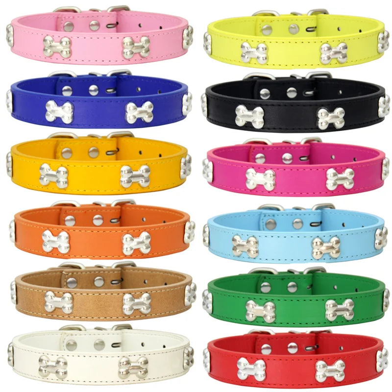 bone leather durable pet dog collars