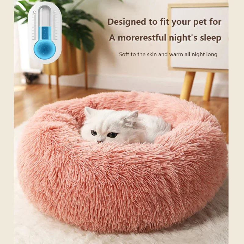 round shaped plush pet bed