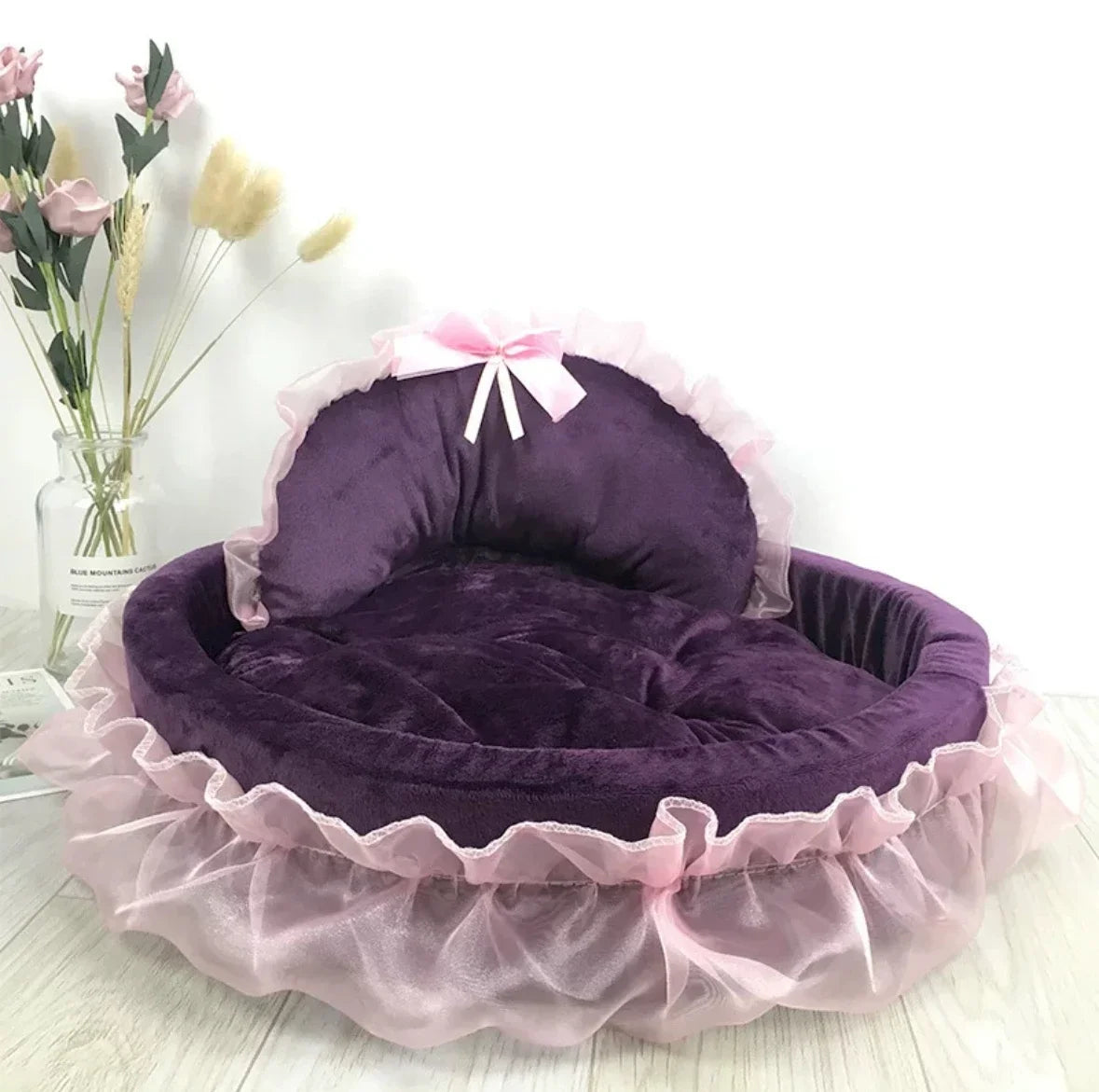 bow lace pet bed