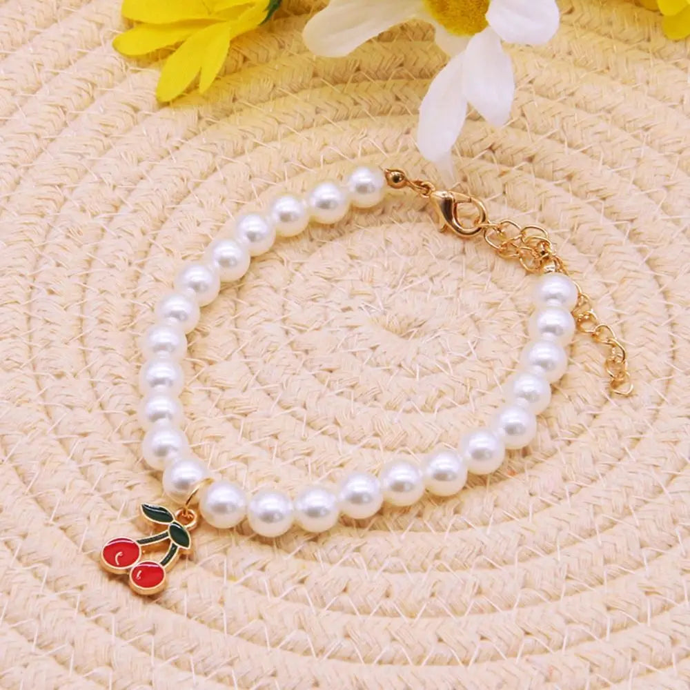 adjustable pearl jewellery collar for cats