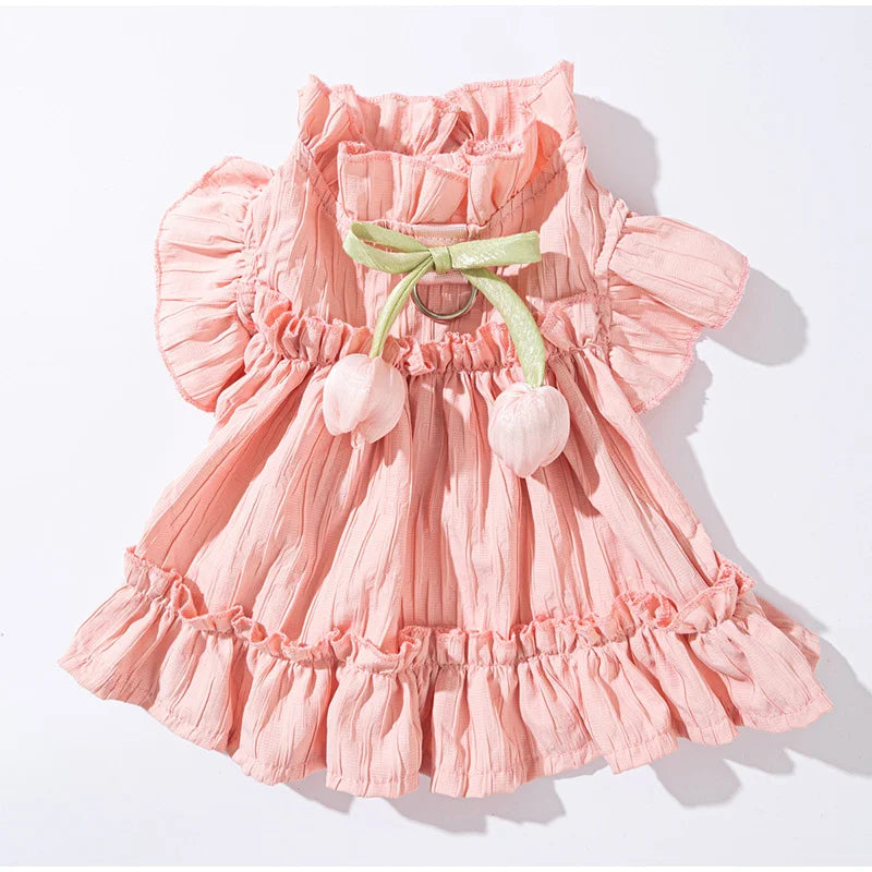dog cat tulip pleated dress