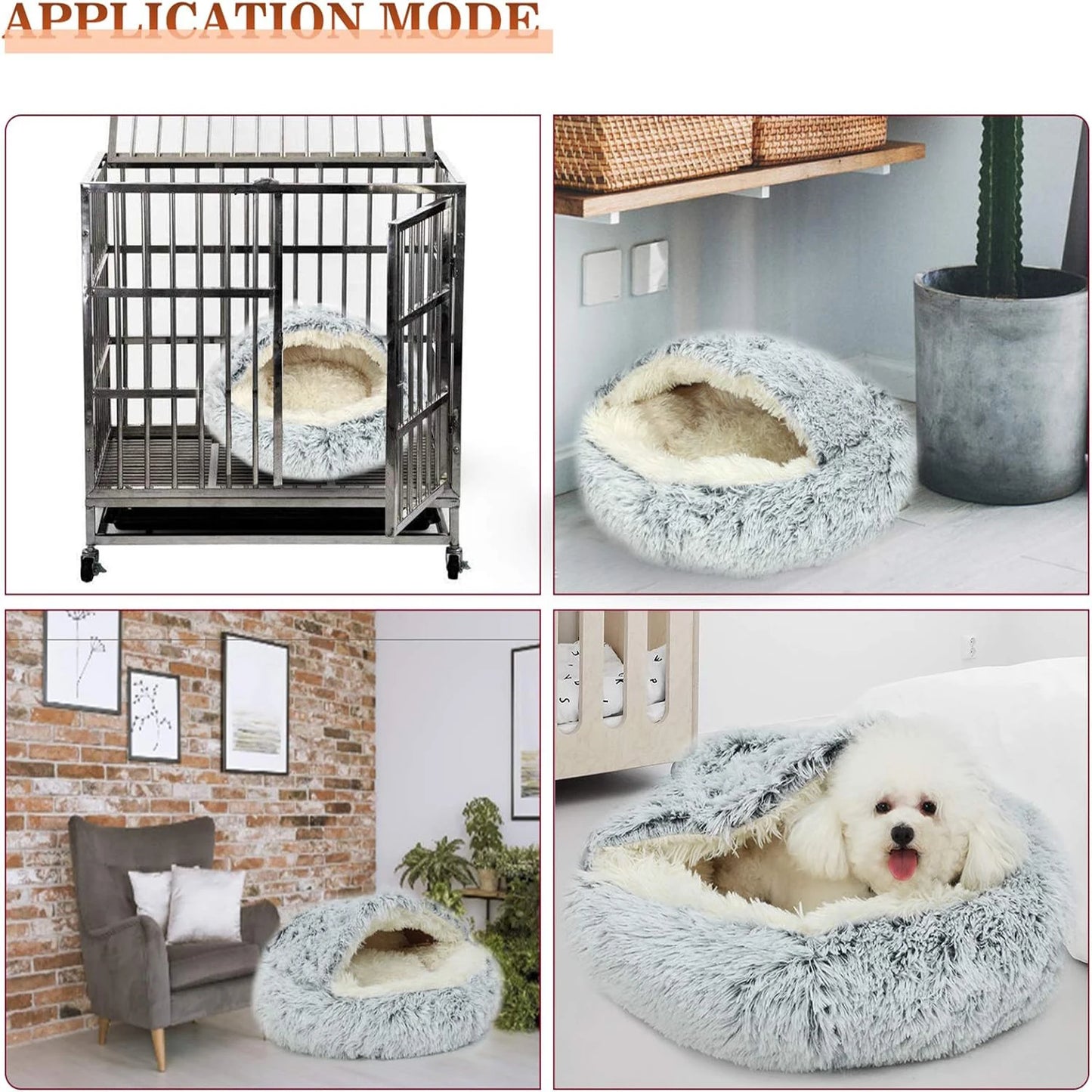 2 in 1 soft plush pet bed with cover