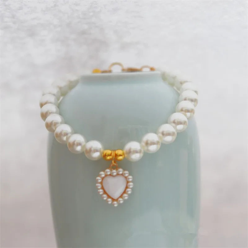 adjustable pet pearl necklace for cats