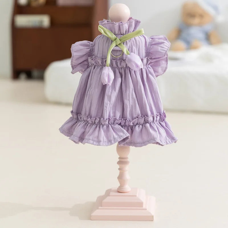 dog cat tulip pleated dress