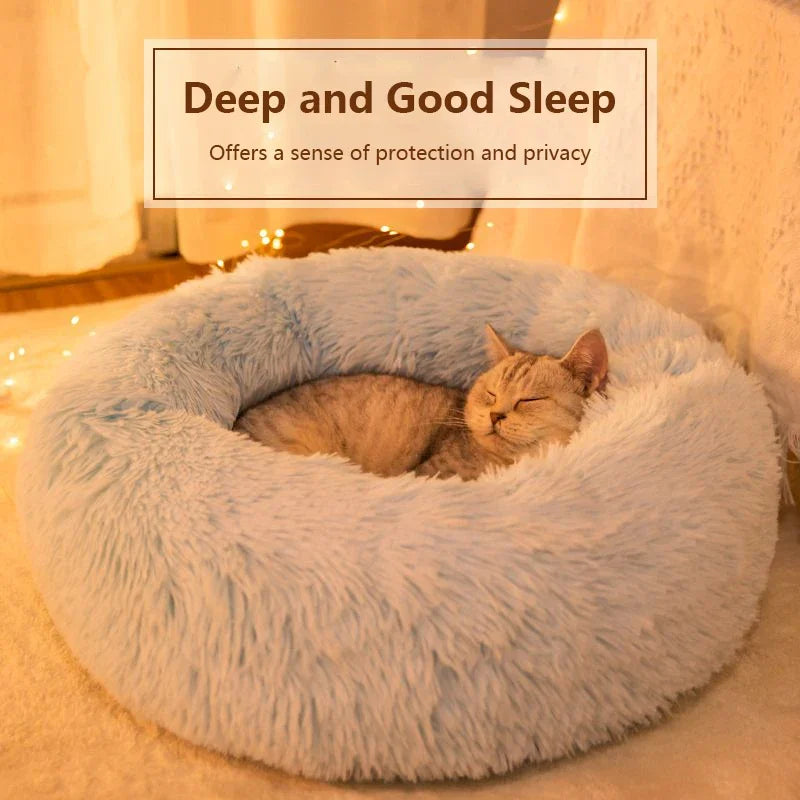 round shaped plush pet bed