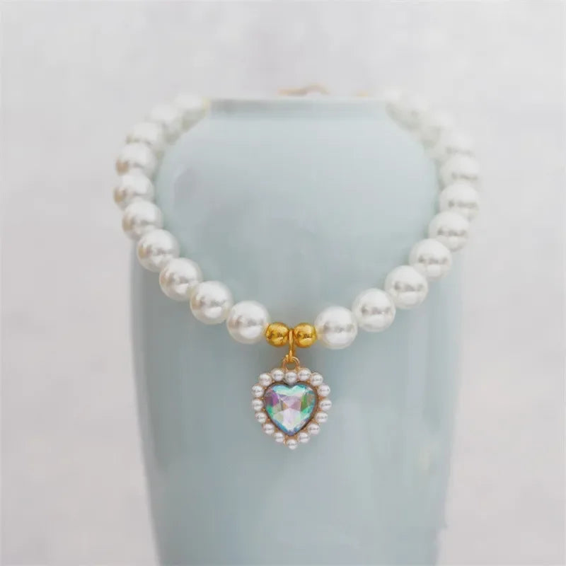 adjustable pet pearl necklace for cats