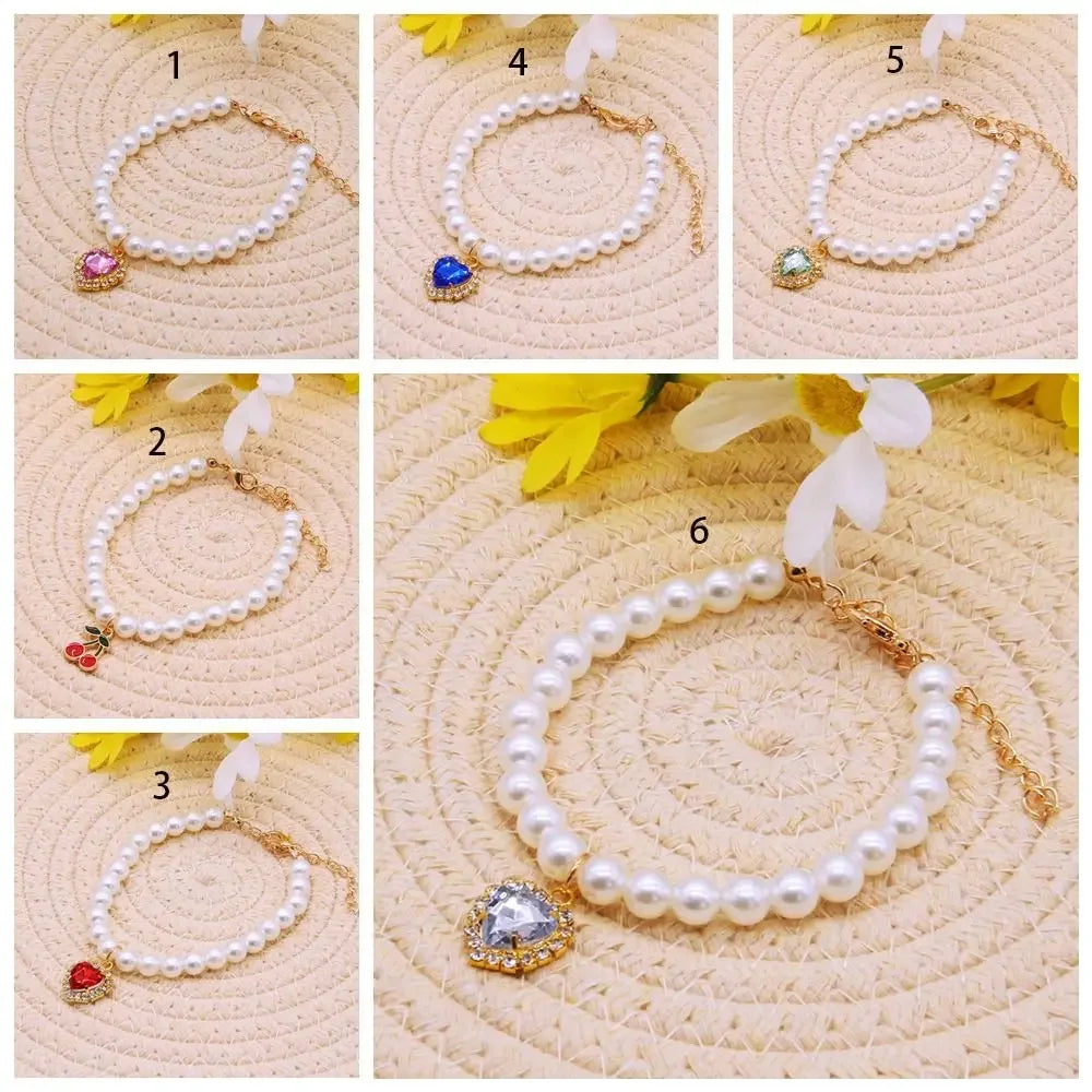 adjustable pearl jewellery collar for cats