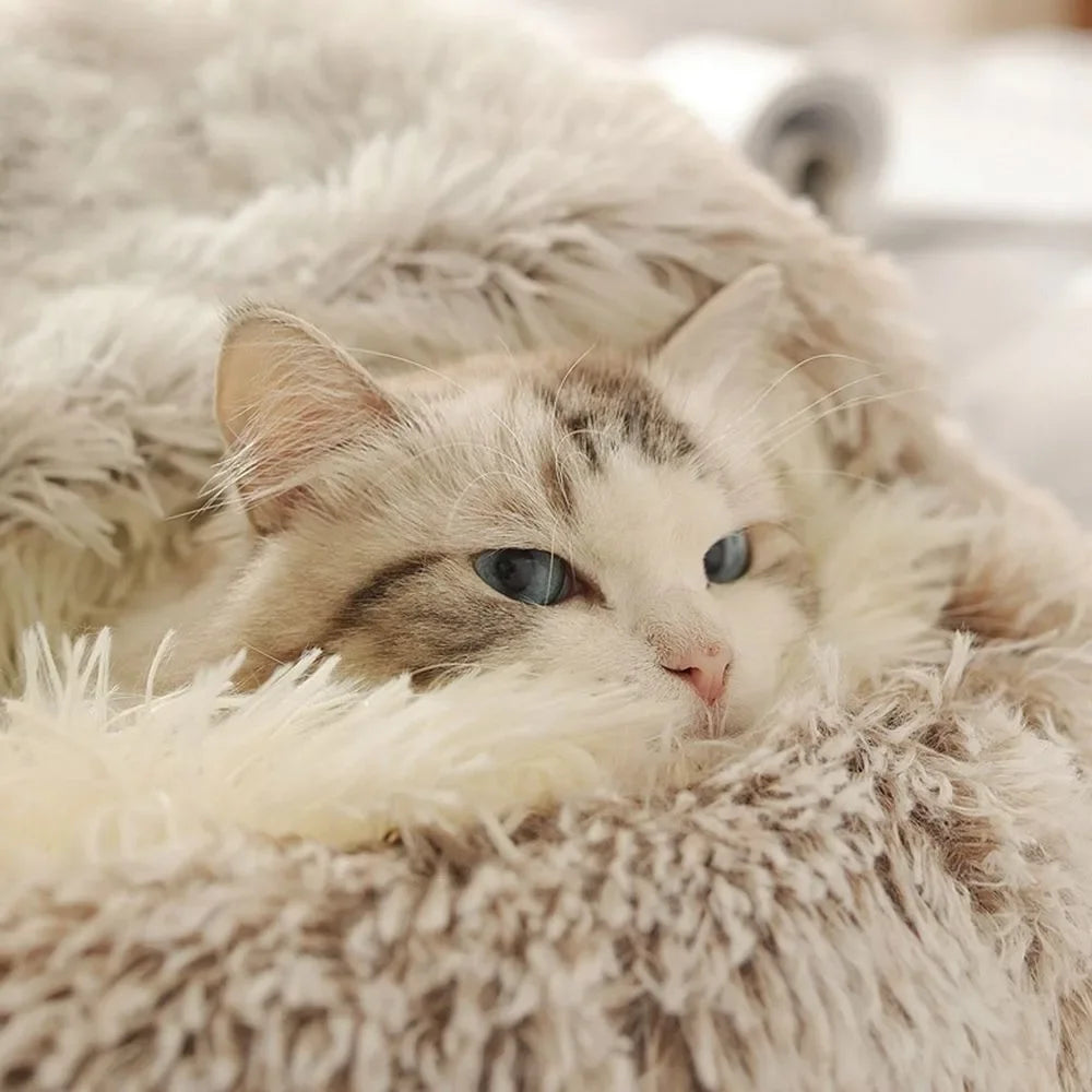 2 in 1 soft plush pet bed with cover