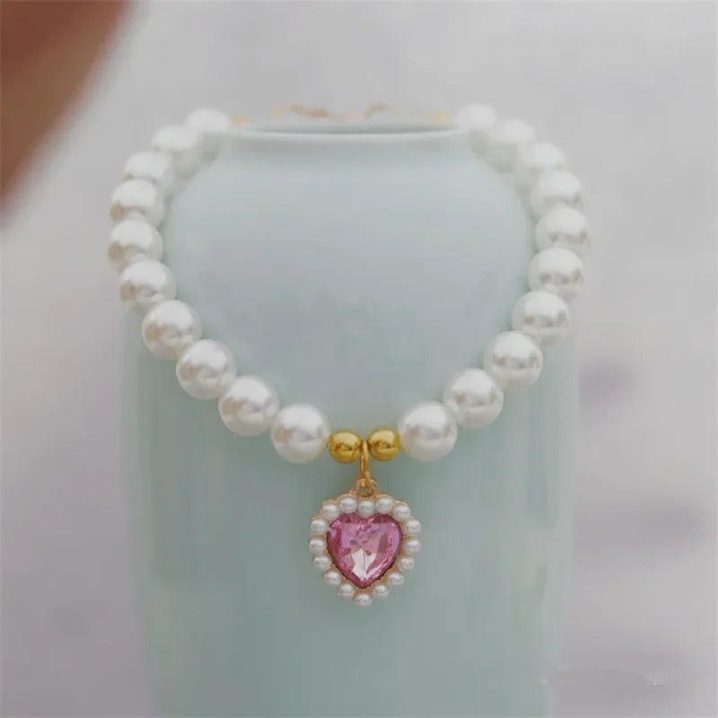 adjustable pet pearl necklace for cats