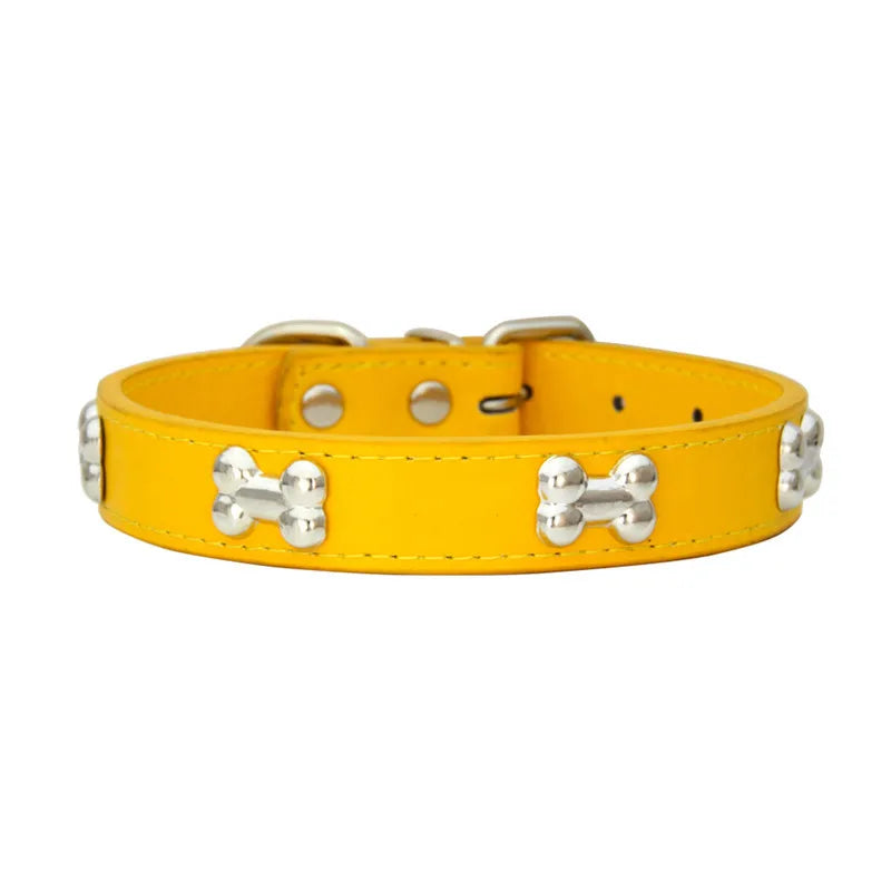 bone leather durable pet dog collars