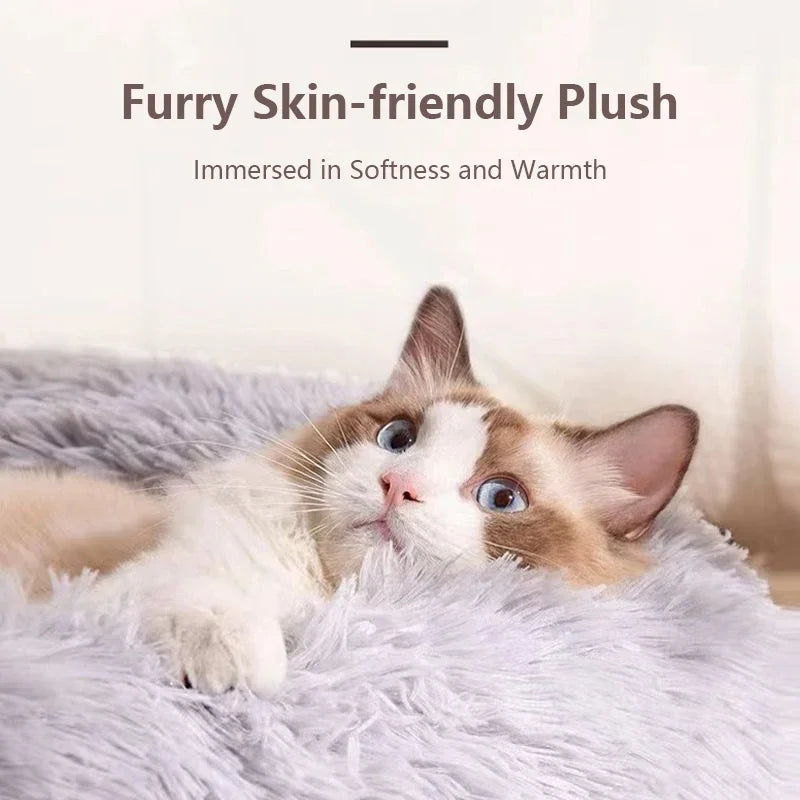 round shaped plush pet bed