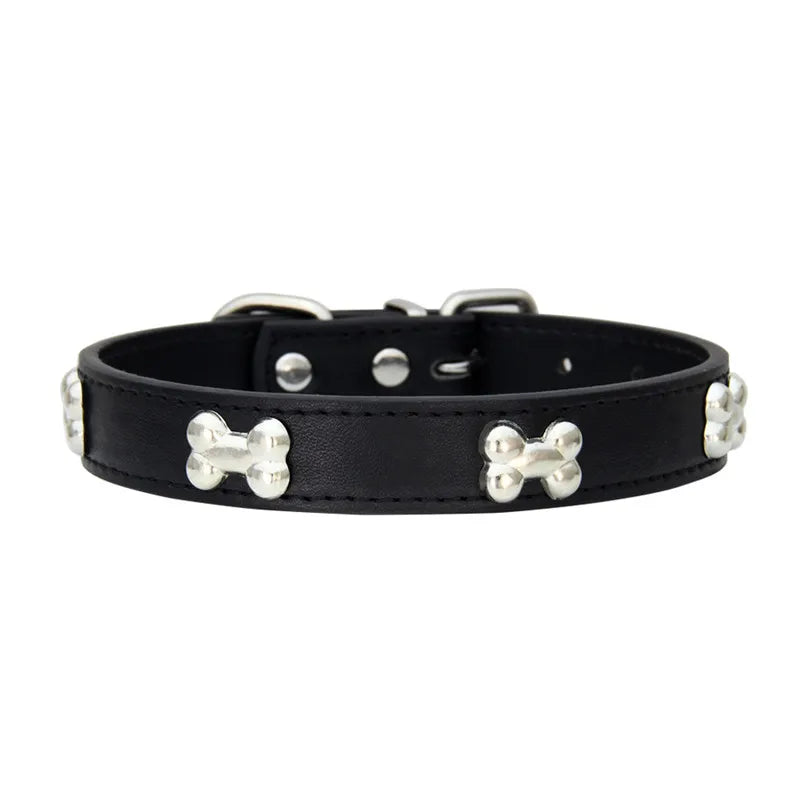 bone leather durable pet dog collars