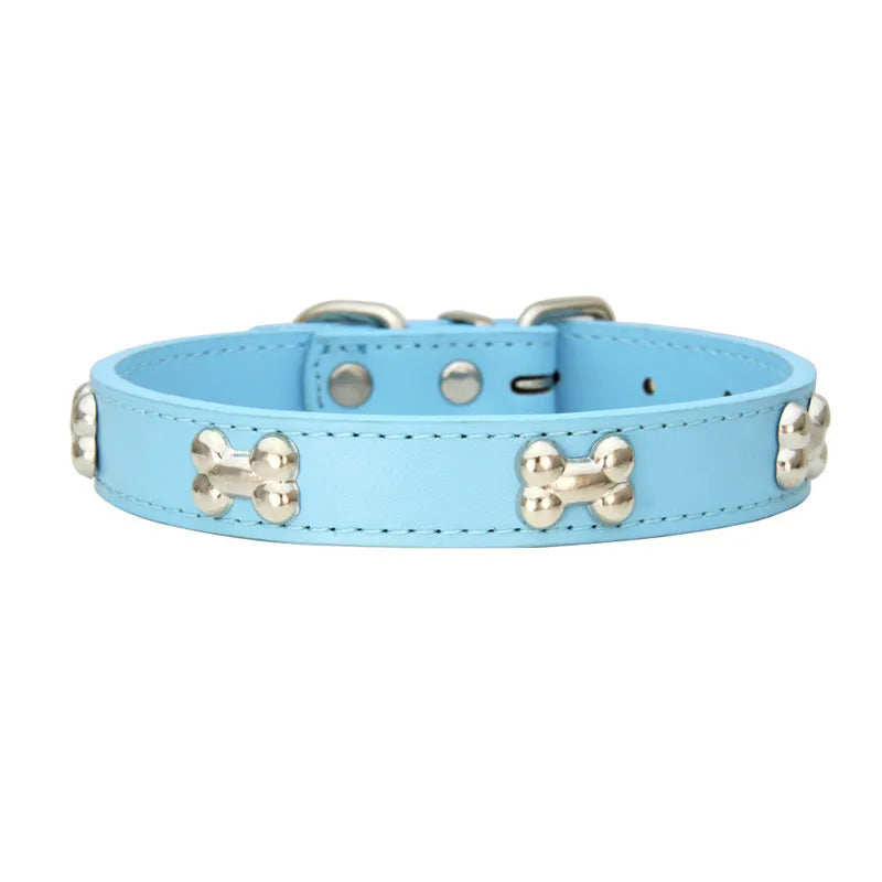 bone leather durable pet dog collars