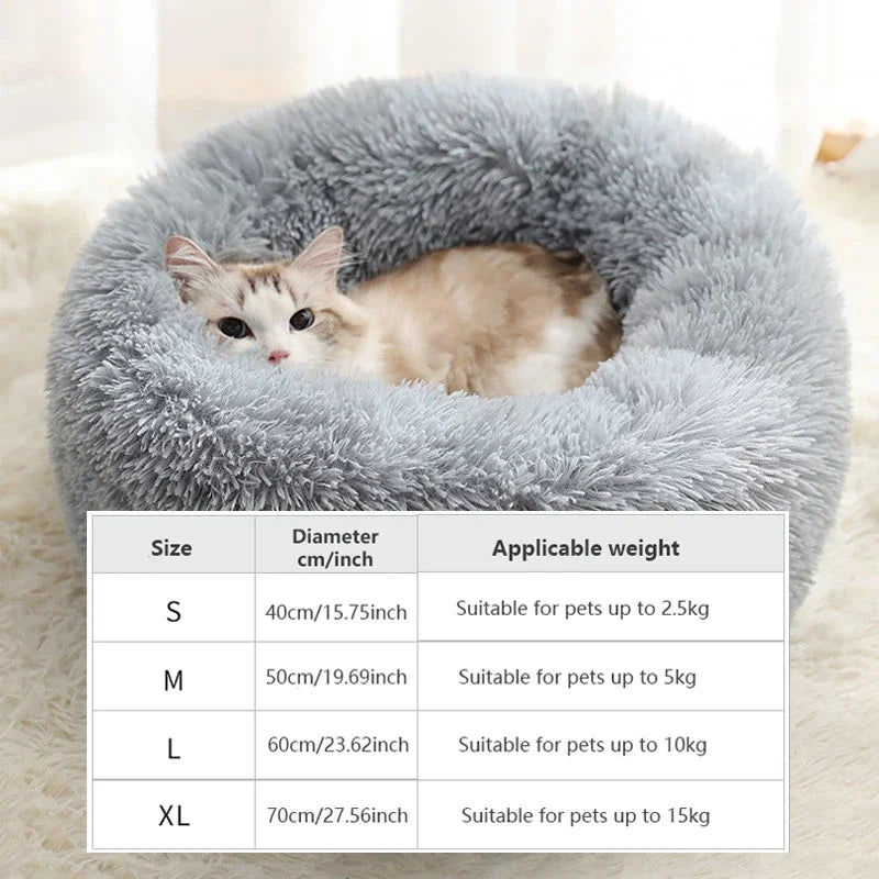round shaped plush pet bed