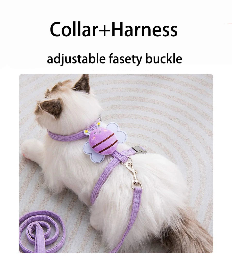 cute bee style pet harnesses and leash