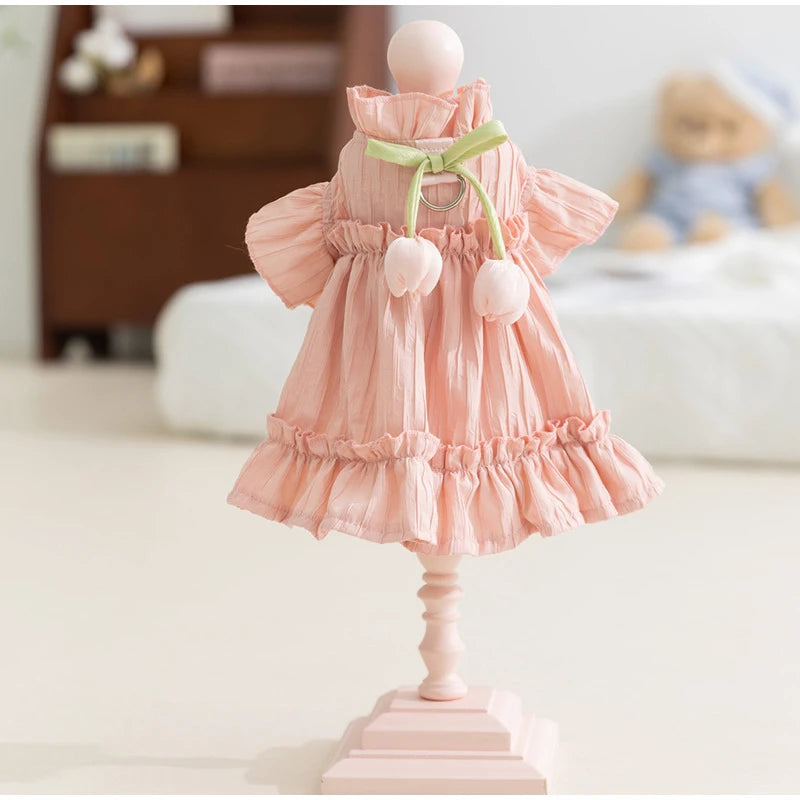 dog cat tulip pleated dress