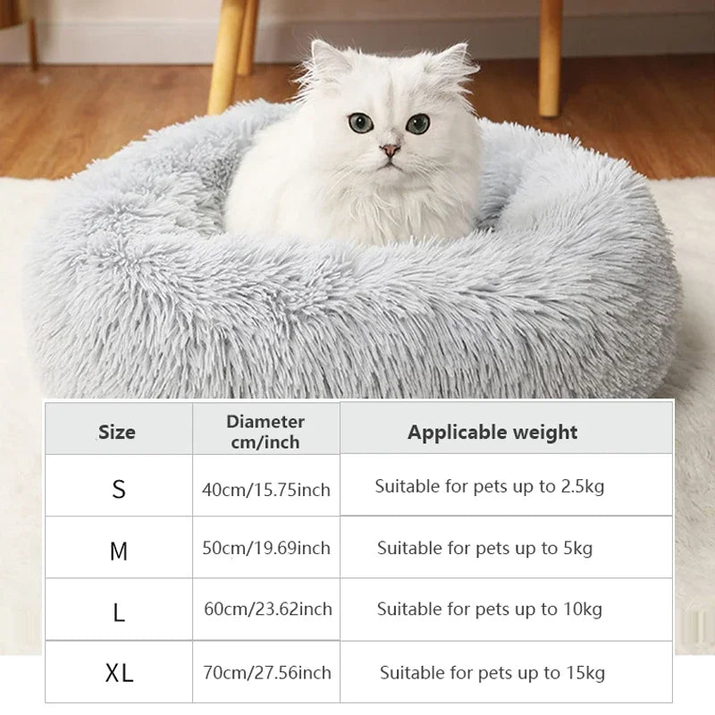 round shaped plush pet bed