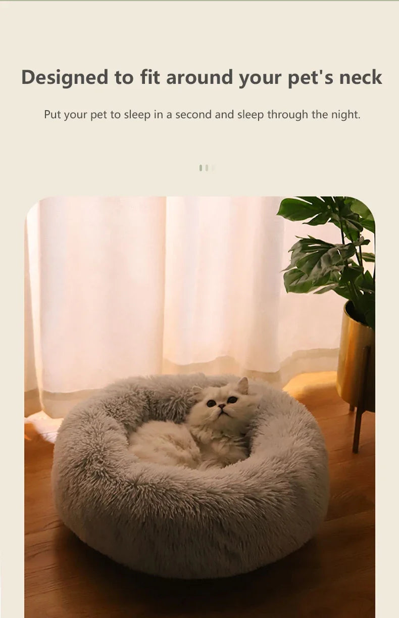 round shaped plush pet bed