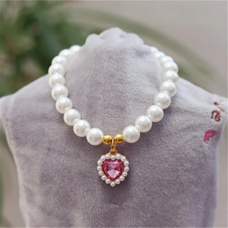 adjustable pet pearl necklace for cats