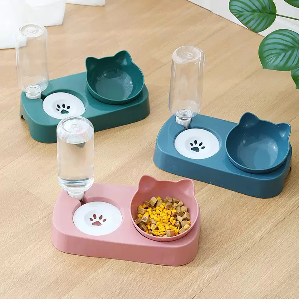pet feeding bowl with automatic water dispenser