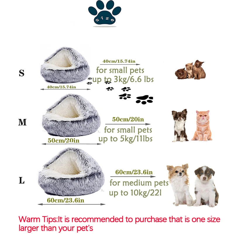 2 in 1 soft plush pet bed with cover