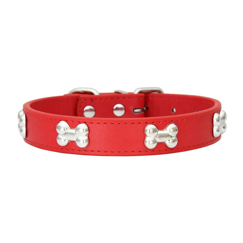 bone leather durable pet dog collars