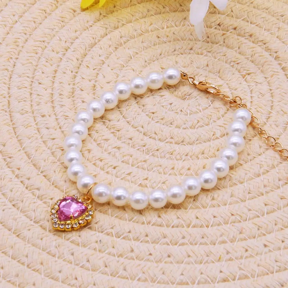 adjustable pearl jewellery collar for cats