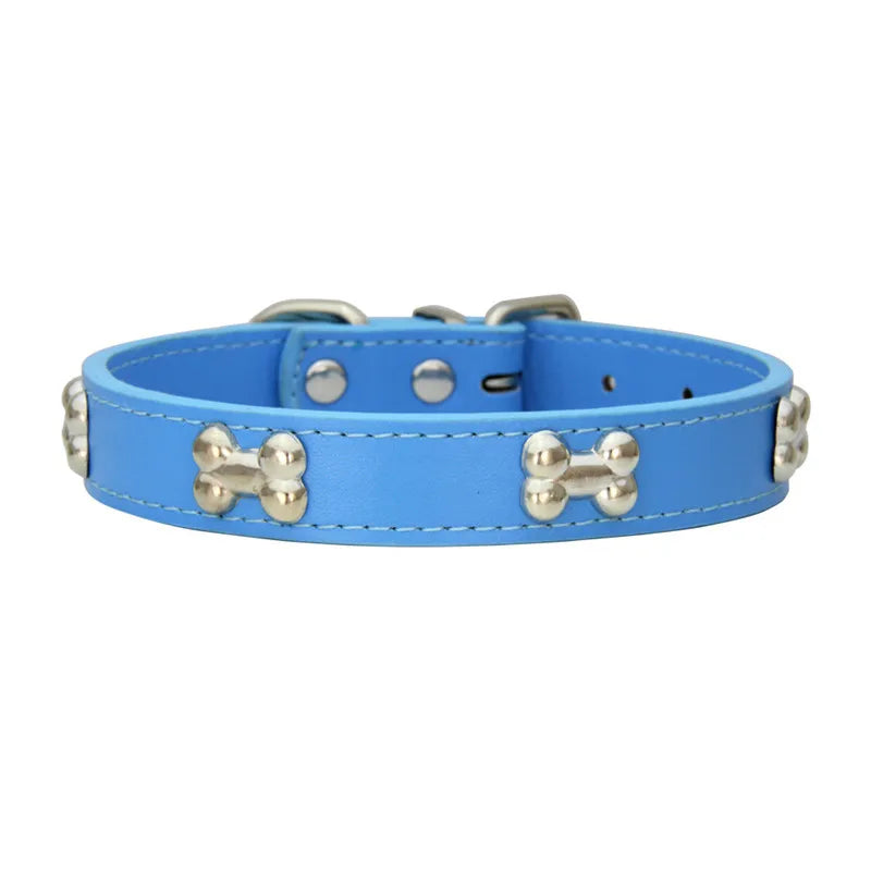 bone leather durable pet dog collars