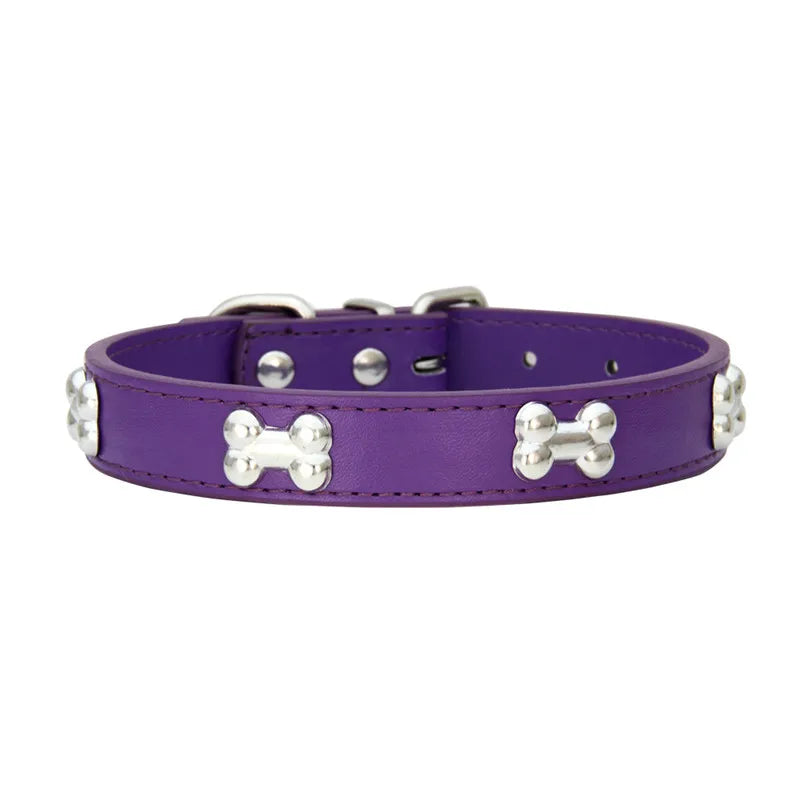 bone leather durable pet dog collars