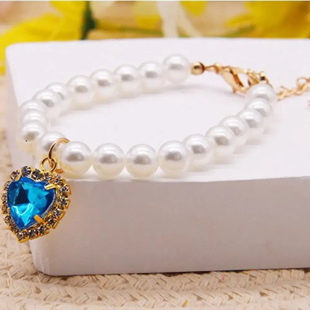 adjustable pearl jewellery collar for cats
