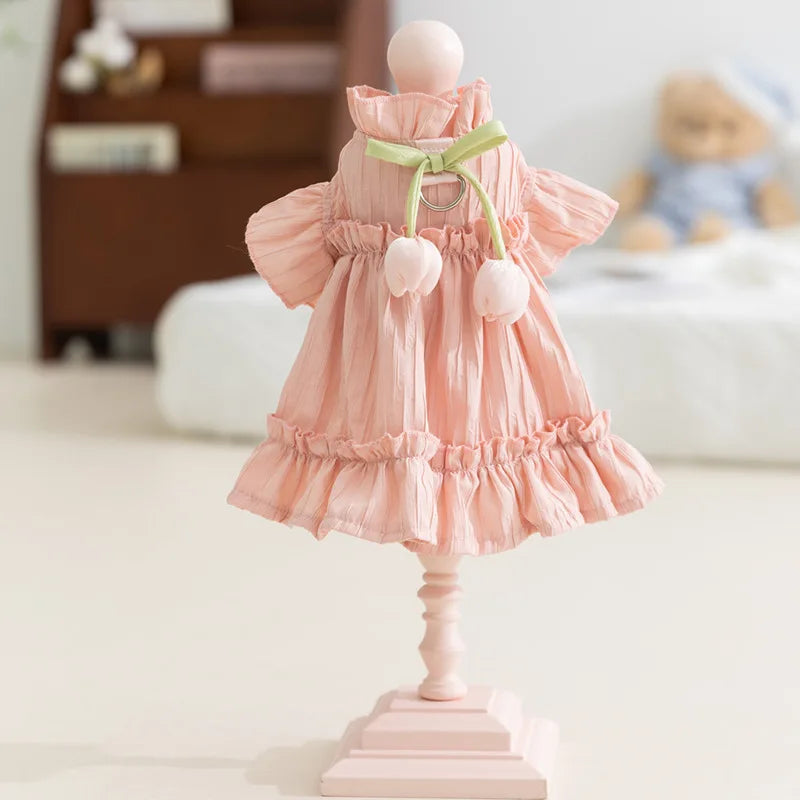 dog cat tulip pleated dress